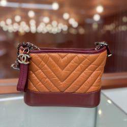Chanel Orange Chevron Leather Small Gabrielle Shoulder Bag