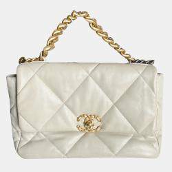 Pre Owned Chanel Beige Leather 19 Medium Shoulder Bag