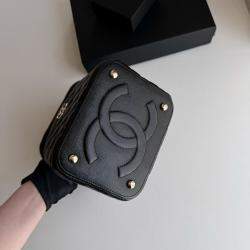 Chanel Black Lambskin Cosmetic Vanity Bag