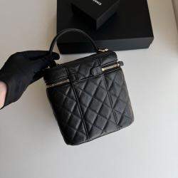 Chanel Black Lambskin Cosmetic Vanity Bag