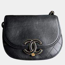 Chanel Black Leather Saddle Shoulder Bag 