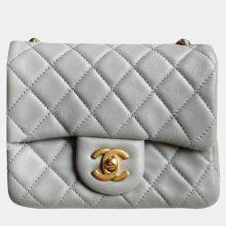 Pre Owned Chanel Grey Square Mini Shoulder Bag 