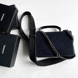 Chanel Navy and Black Canvas Salzburg Tote Bag