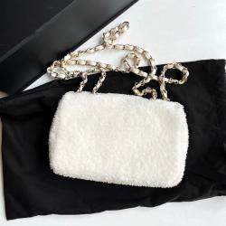 Pre Owned Chanel White Sequin Large Mini Flap Shoulder Bag