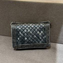 Pre Owned Chanel Distressed Studded Le Boy Shoulder Bag