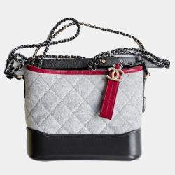 Chanel Grey White Tweed Gabrielle Small Shoulder Bag