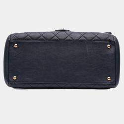 Chanel Navy Blue Paris Rome Large Sheepskin Trapezio Flap