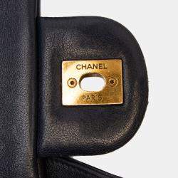 Chanel Navy Blue Paris Rome Large Sheepskin Trapezio Flap
