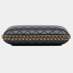 Chanel Black Quilted Lambskin Studded Chain Around Clutch with Chain