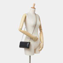 Chanel Black Quilted Lambskin Studded Chain Around Clutch with Chain