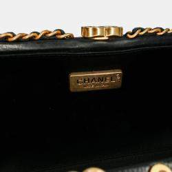 Chanel Black Quilted Lambskin Studded Chain Around Clutch with Chain