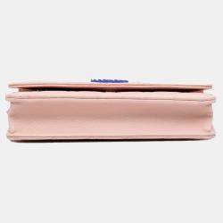 Chanel Pink CC Quilted Caviar Wallet On Chain