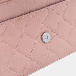 Chanel Pink CC Quilted Caviar Wallet On Chain
