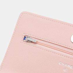 Chanel Pink CC Quilted Caviar Wallet On Chain