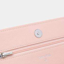 Chanel Pink CC Quilted Caviar Wallet On Chain