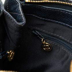 Pre Owned Chanel Navy Blue Quilted Caviar Front Pocket Chain Tote
