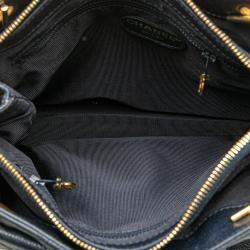 Pre Owned Chanel Navy Blue Quilted Caviar Front Pocket Chain Tote