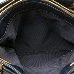 Pre Owned Chanel Navy Blue Quilted Caviar Front Pocket Chain Tote