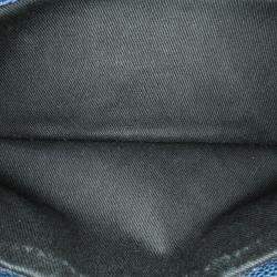 Pre Owned Chanel Blue Jumbo Iridescent Quilted Caviar Easy Flap