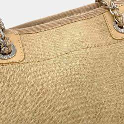 Pre Owned Chanel Beige Canvas and Leather Deauville MM Chain Shoulder Bag