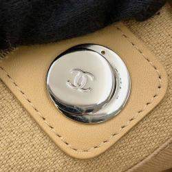 Pre Owned Chanel Beige Canvas and Leather Deauville MM Chain Shoulder Bag