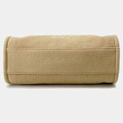 Pre Owned Chanel Beige Canvas and Leather Deauville MM Chain Shoulder Bag