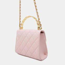  Chanel  Pink Lambskin Leather Top Handle Bag
