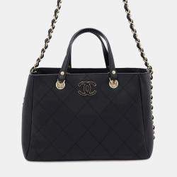 Chanel  Black Bullskin Small Matelasse Shopping Bag