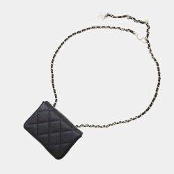 Pre Owned  Chanel  Black Caviar Leather Matelasse Belt Bag