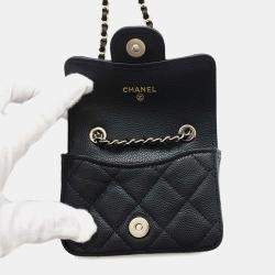 Pre Owned  Chanel  Black Caviar Leather Matelasse Belt Bag