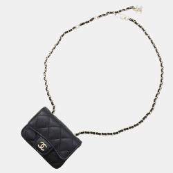 Chanel  Black Caviar Leather Matelasse Belt Bag