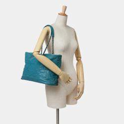 Chanel Blue Small Quilted Caviar Daily Shopping Tote