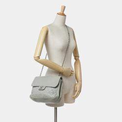 Pre Owned Chanel Grey Large Quilted Caviar Urban Companion Flap