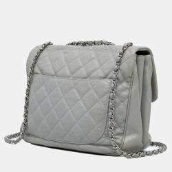 Pre Owned Chanel Grey Large Quilted Caviar Urban Companion Flap