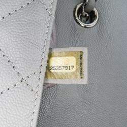 Pre Owned Chanel Grey Large Quilted Caviar Urban Companion Flap