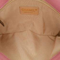 Pre Owned Chanel Pink Quilted Calfskin CC Crown Flap