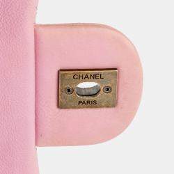 Pre Owned Chanel Pink Quilted Calfskin CC Crown Flap