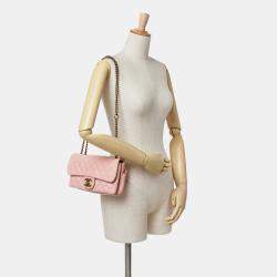 Pre Owned Chanel Pink Quilted Calfskin CC Crown Flap
