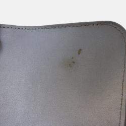 Pre Owned Chanel Silver Mini Square Classic Chevron Metallic Crumpled Patent Single Flap