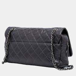 Chanel Purple Jumbo Quilted Caviar Easy Flap Bag