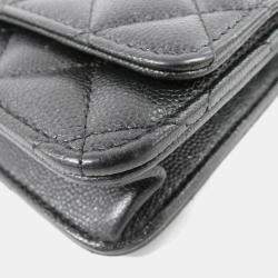 Chanel Black Leather Timeless Classic Wallet On Chain 