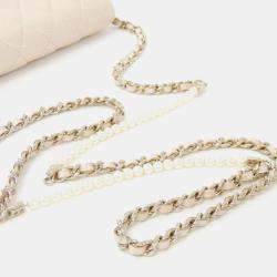Pre Owned Chanel Beige Leather White Wallet On Chain 