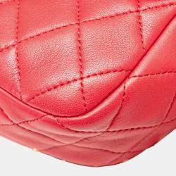 Chanel Red Lambskin Coco Mark Matelasse Backpack