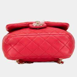 Chanel Red Lambskin Coco Mark Matelasse Backpack