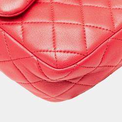 Chanel Red Lambskin Coco Mark Matelasse Backpack