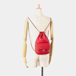 Chanel Red Lambskin Coco Mark Matelasse Backpack