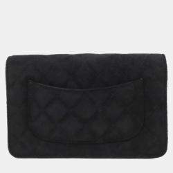  Chanel Black Suede Star Wallet On Chain 