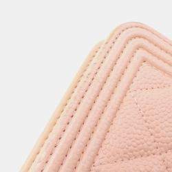 Chanel Pink Leather Boy Wallet On Chain 