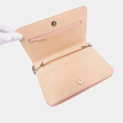 Chanel Pink Leather Boy Wallet On Chain 