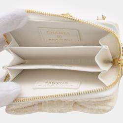 Chanel White Tweed Ribbon Chain Wallet Wallet/Coin Case